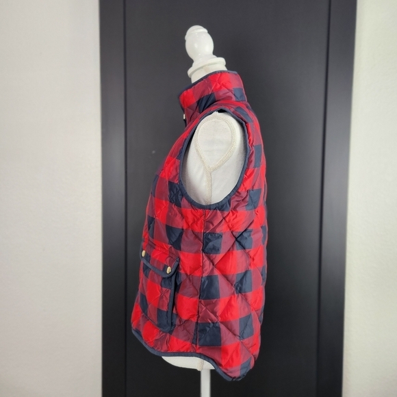 J. Crew Red & Navy Buffalo Plaid Down Puffer Vest Size Small - Picture 6 of 14